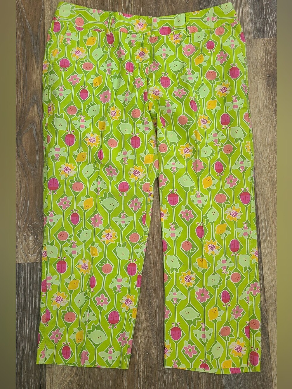 Lilly Pulitzer Vintage Ladybug Print Capri Pants Women's Size 14